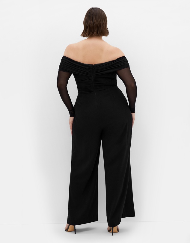 City Chic - Plus size Lana Off Shoulder Jumpsuit - black