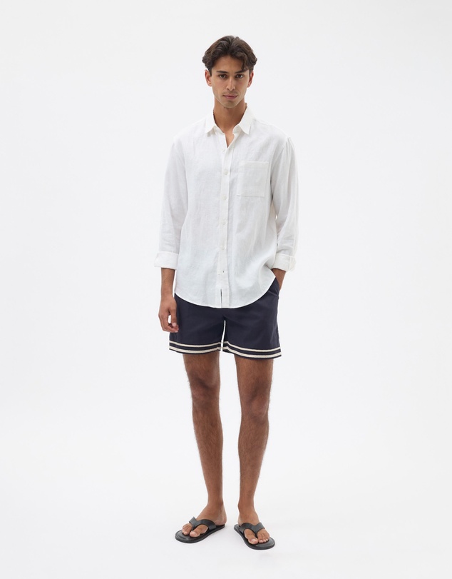 AERE - Contrast Linen Blend Shorts