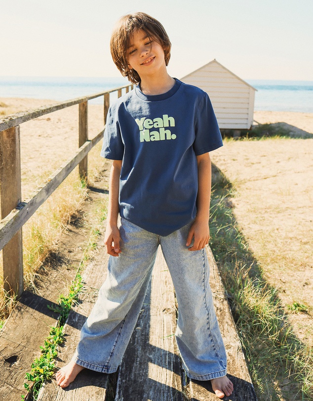 Skwosh - Yeah Nah Kids Slang Tee in Navy