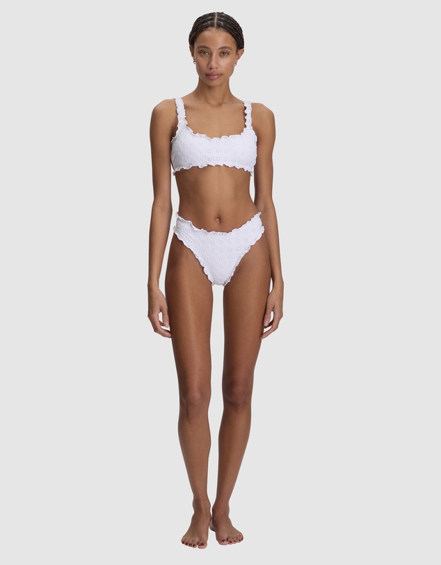 Polo Ralph Lauren - Ruffle Kennedy Eyelet High Leg Bikini Bottom