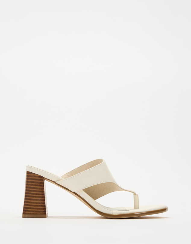 AERE - Cora Leather Block Thong Heels