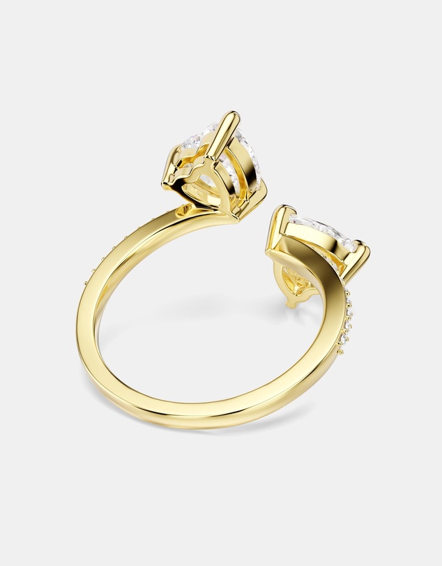 Swarovski - Mesmera Open Ring, Heart Cut, Pavé, White, 18K Gold Finish