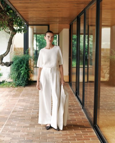 Tailored Wide Leg Pant in White
