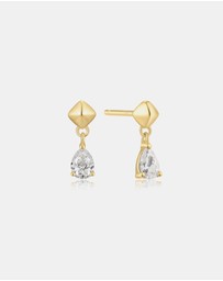 Ania Haie - Ania Haie Gold Pyramid Dangle Threaded Stud Earrings