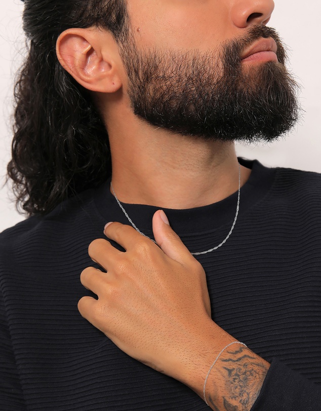 Kuzzoi - ICONIC EXCLUSIVE - Twisted Helix Chain Necklace and Bracelet Set in 925 Sterling Silver