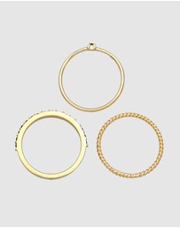 Elli Jewelry - Ring Stacking Set Basic Blogger Trend with Crystals in 925 Sterling Silver Gold Plated