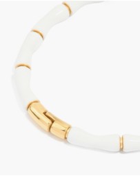Lovisa - Waterproof Gold Plated Stainless Steel White Enamel Bamboo Bangle