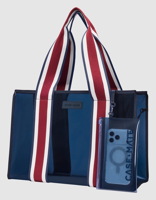 Case-Mate - Case-Mate Navy Rugby Stripe Tote w/ Phone Pouch