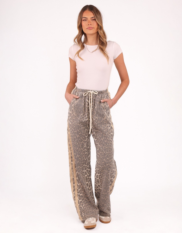 Petal & Pup - Fletcher Denim Racer Pants - Leopard