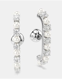 Swarovski - Matrix Ear Cuff, Set (3), Crystal Pearl, Round Cut, White, Rhodium-Plated
