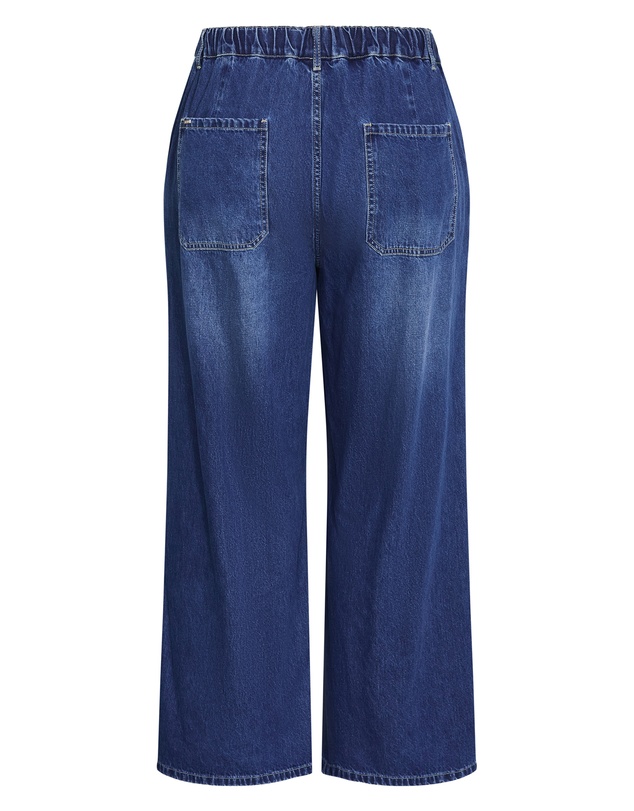 City Chic - Jorja Wide Leg Denim Jean - Mid Wash