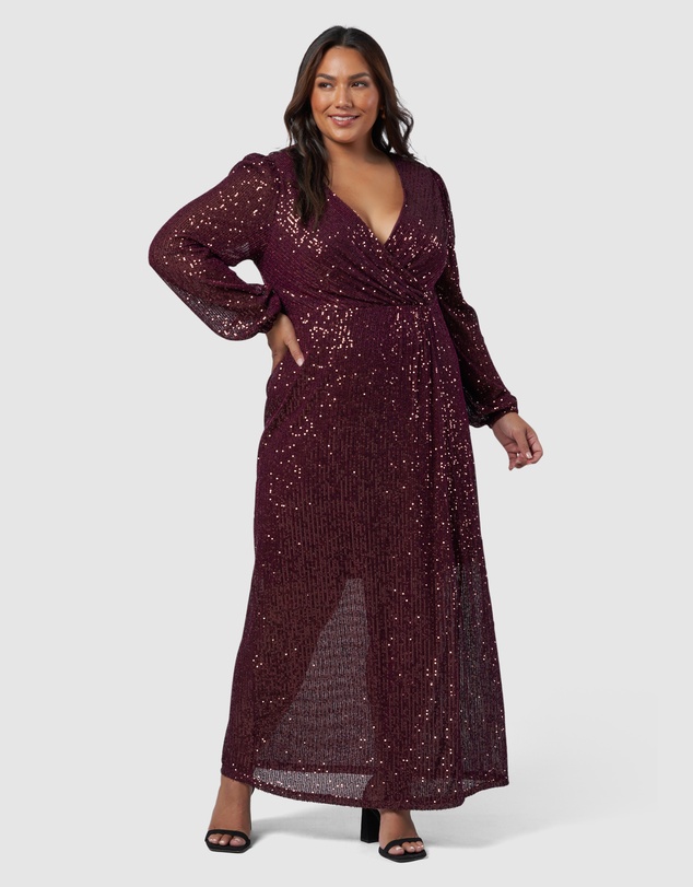 Pink Dusk by Curve Project - All I Want Sequin Maxi Dress