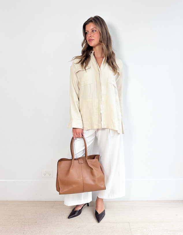 Cirkular - Pre-Loved - Bondi Born Sand Linen Shirt