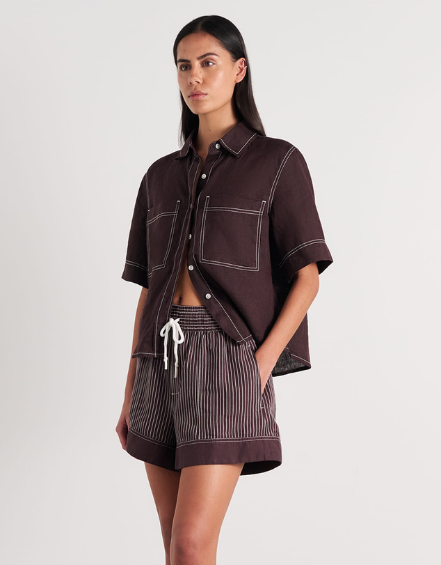 Jag - Gigi Linen Relaxed Short Sleeve Shirt