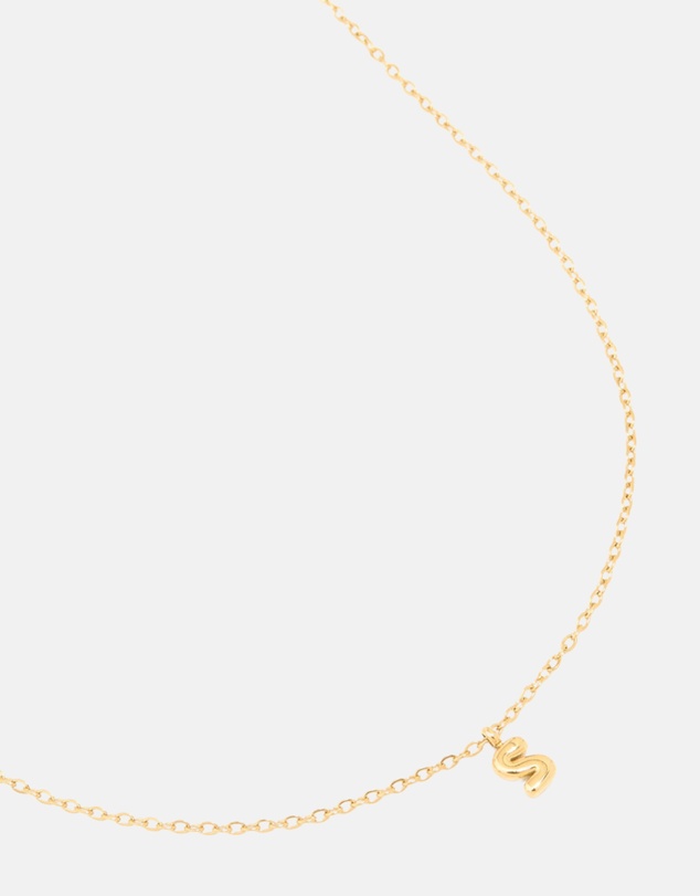 Lovisa - Waterproof Gold Plated Stainless Steel Mini Bubble Letter S Necklace