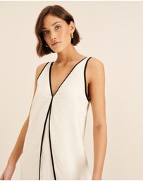 AERE - Zena Linen Contrast Midi Dress