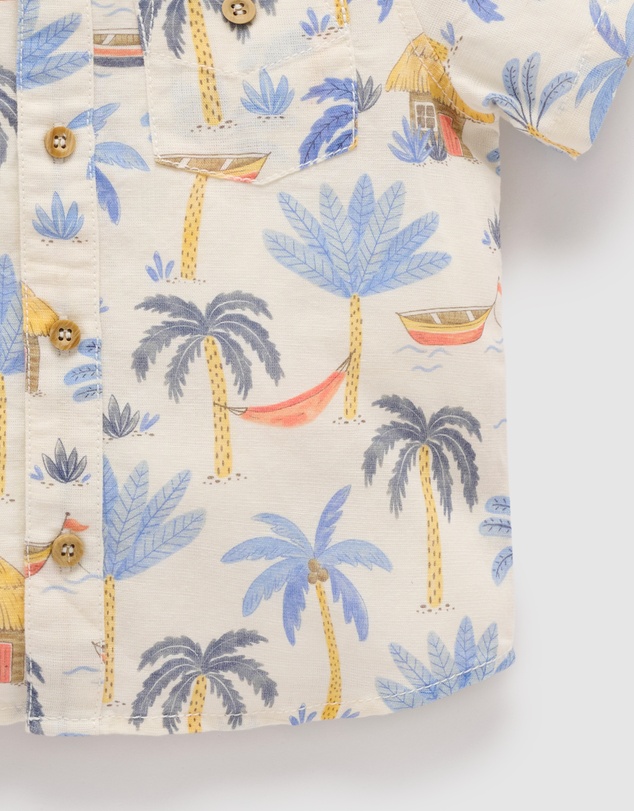 Purebaby - Palm Tree Linen Blend Shirt -Kids-Babies
