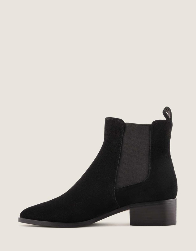 Shelly Shen - Ledger Flat Ankle Boots Black Suede