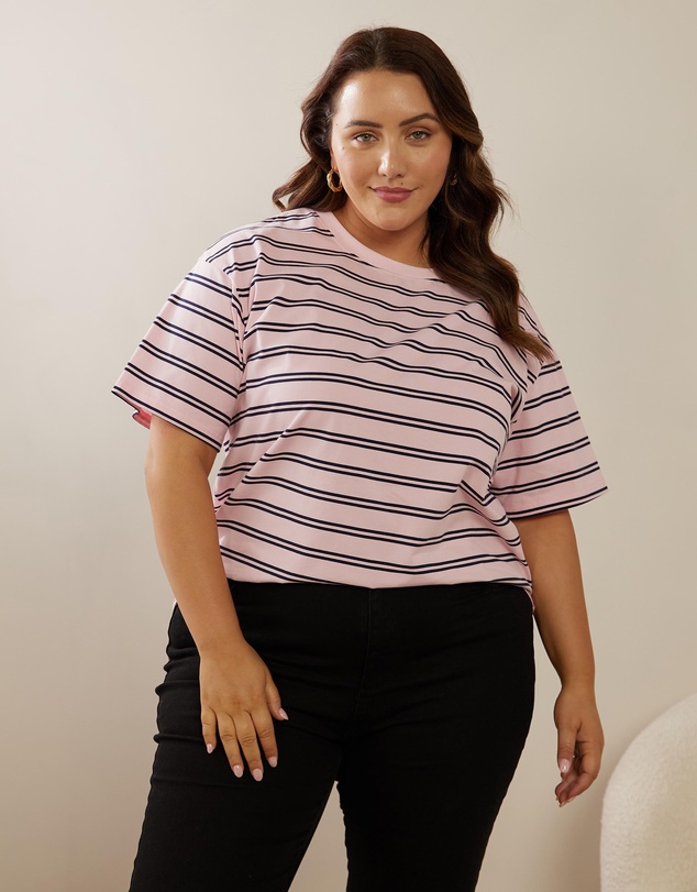 Atmos&Here Curvy - Frankie Striped Relaxed Tee