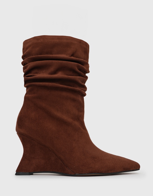 Betts - Strike Ruched Wedge Calf Boots