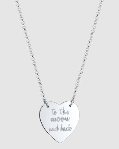 Necklace Pendant Love Heart Wording in 925 Sterling Silver