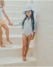 Crywolf - LONG SLEEVE SWIMSUIT Sky Blue Stripe