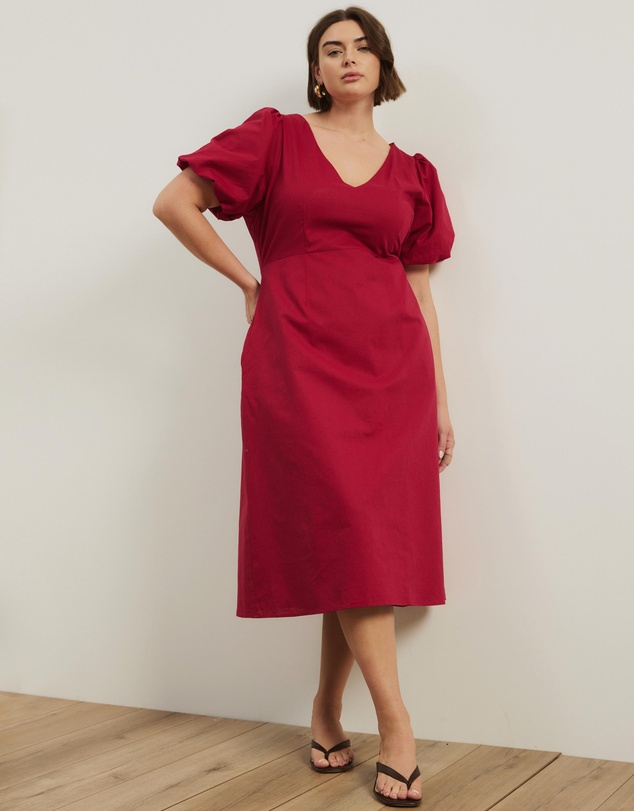 Atmos&Here Curvy - Costa Rica Linen Blend Midi Dress
