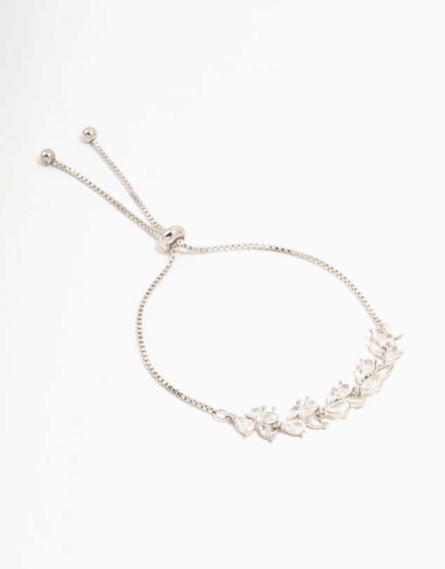 Lovisa - Silver Plated Cubic Zirconia Floral Toggle Bracelet