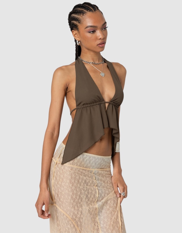 EDIKTED - Freda Open Back Chiffon Top