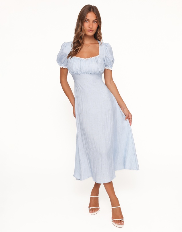 Petal & Pup - Francine Lace Midi Dress - Blue Ditsy Floral