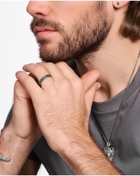 THOMAS SABO - Ring Crocodile Shell with Stones Silver Blackened