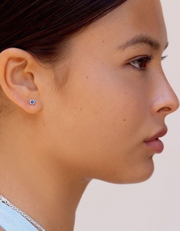 Dower & Hall - Women's 3mm Blue Sapphire Dewdrop Studs In Sterling Silver
