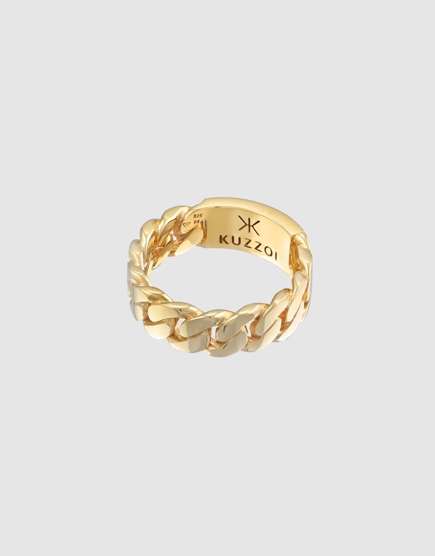 Kuzzoi - ICONIC EXCLUSIVE - Polished Band Ring in Chain Look in Gold-Plated 925 Sterling Silver