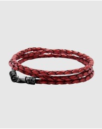 Nialaya Jewellery - Men's Red Wrap Around Leather Bracelet