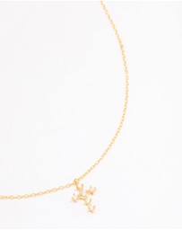 Lovisa - Gold Plated Sterling Silver Cubic Zirconia Round Cross Chain Necklace