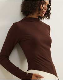 Atmos&Here - Long Sleeve Boat Neck Jersey Top