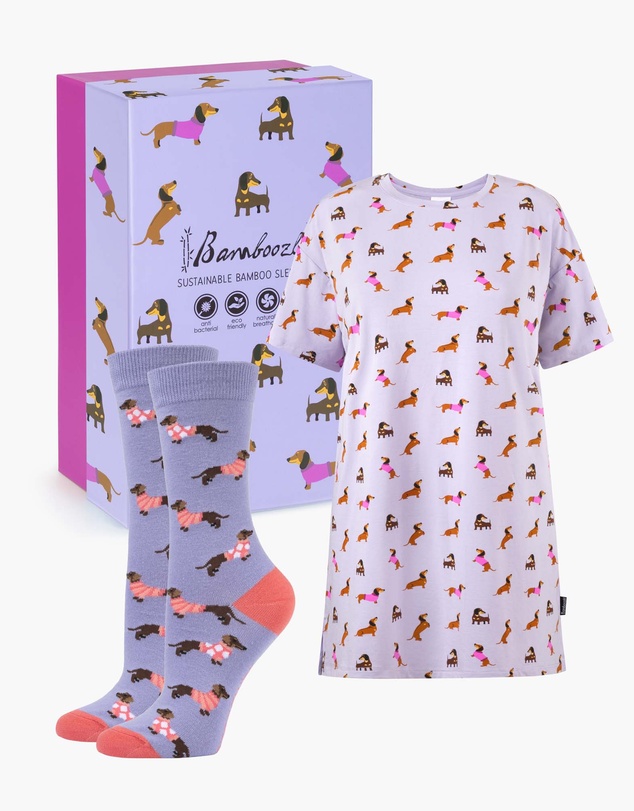 Bamboozld - Women's Bamboo Jersey Dash Dreaming Night-Tee & Sock Gift Set