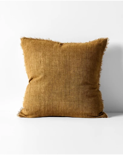 Aura Home - Vintage Linen Fringe Cushion