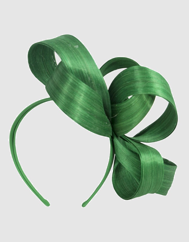 Fillies Collection - Green Silk Abaca Loops Racing Fascinator