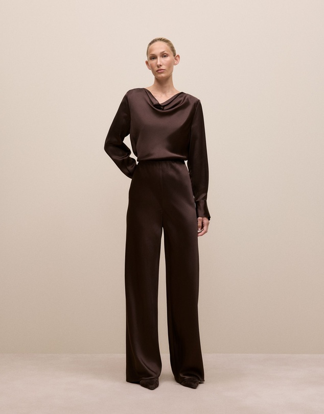 Trenery - Satin Bias Cut Pant in Coffee Bean