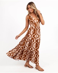 Petal & Pup - Zora Maxi Dress - Tan Print