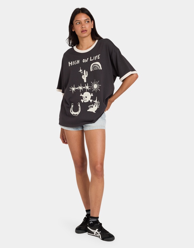RVCA - Womens Dani Miller Oversized Ringer Oversized T-Shirt