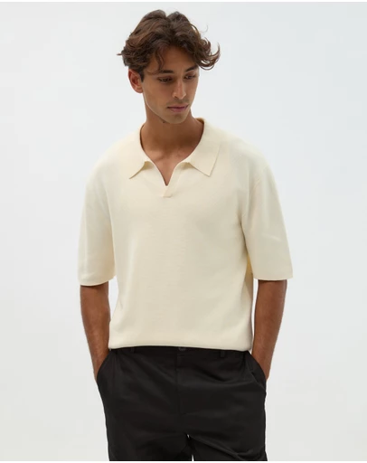 AERE - Deep Cut Knit Polo