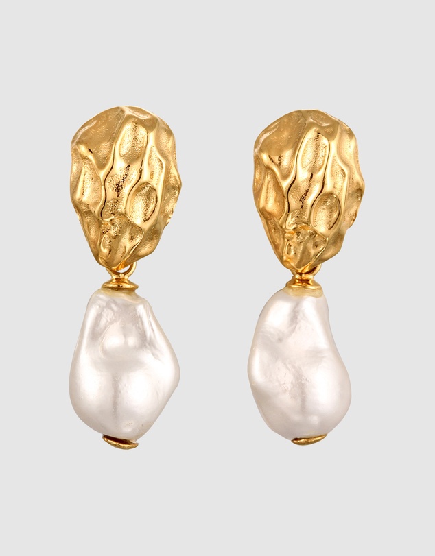 Elli Jewelry - Shell Pearl Stud Earrings in Gold-Plated 925 Silver