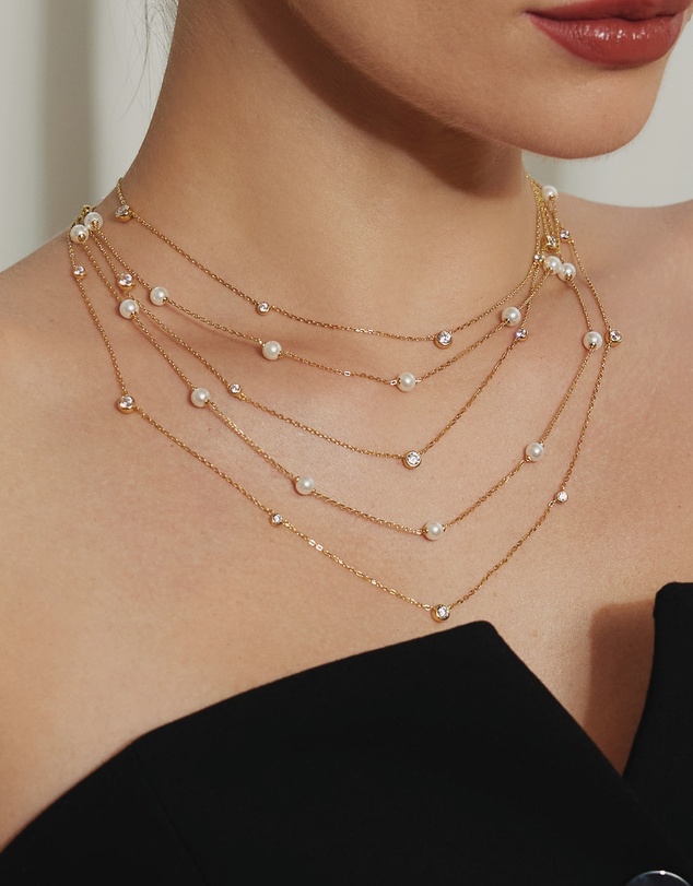 Ania Haie - Ania Haie Gold Shell Pearl Station Chain Necklace