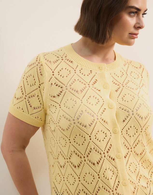 Atmos&Here Curvy - Hani Short Sleeve Open Knit Cardigan