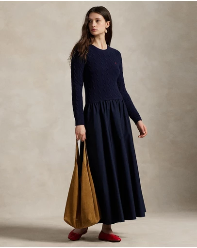 Polo Ralph Lauren - Cable-Knit Poplin Dress