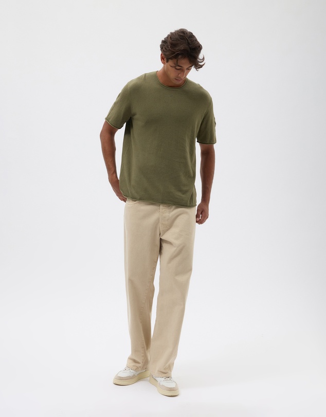 AERE - Linen Blend Rolled Hem Tee