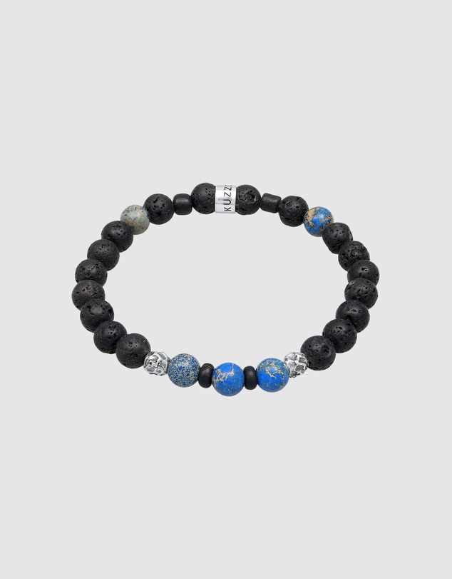 Kuzzoi - ICONIC EXCLUSIVE - Agate and Lava Bead Bracelet with Sterling Silver Elements