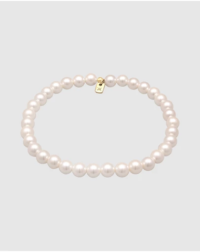 Kuzzoi - ICONIC EXCLUSIVE - Bracelet Trend Elegant with Shell Core Pearls in 925 Sterling Silver Gold Plated